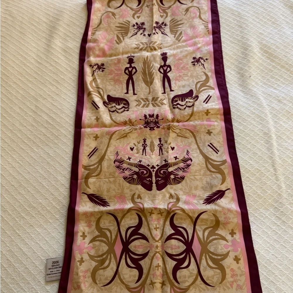 Warriors in Pink 100% silk pink/magenta/tan scarf for Breast Cancer Awareness